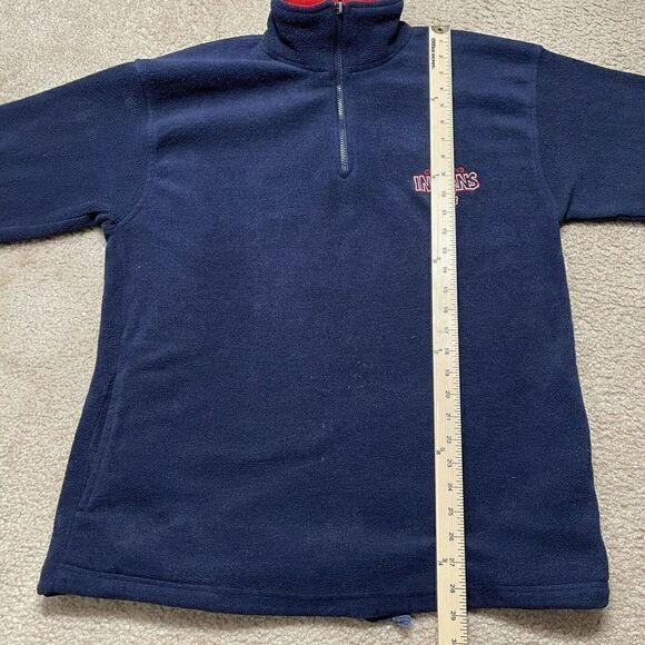 Vintage Cleveland Indians Baseball Large Fleece Pullover Chief Wahoo 90s 1/4 Zip - Picture 8 of 11